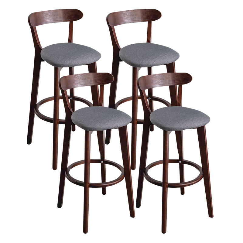 Scandinavian Rubberwood Milk Tea Shop Stool Matte Finish Upholstered Footrest Barstool