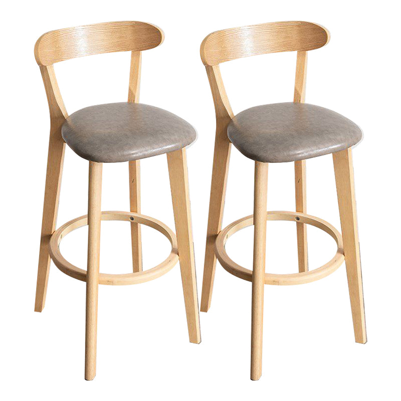 Scandinavian Rubberwood Milk Tea Shop Stool Matte Finish Upholstered Footrest Barstool