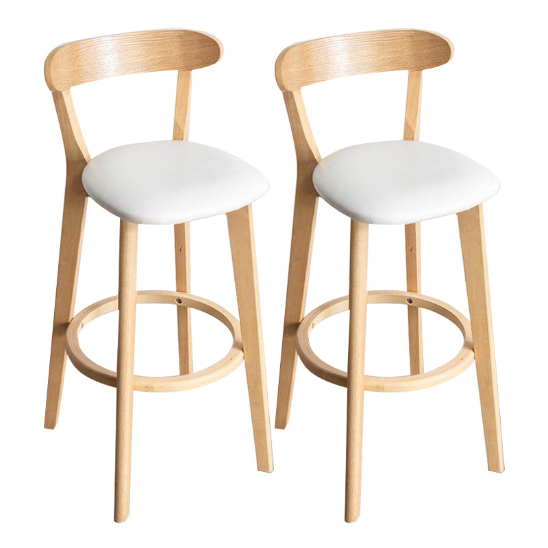 Scandinavian Rubberwood Milk Tea Shop Stool Matte Finish Upholstered Footrest Barstool