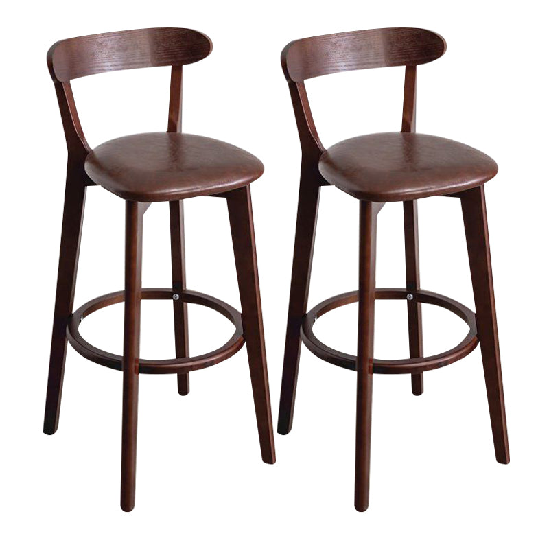 Scandinavian Rubberwood Milk Tea Shop Stool Matte Finish Upholstered Footrest Barstool