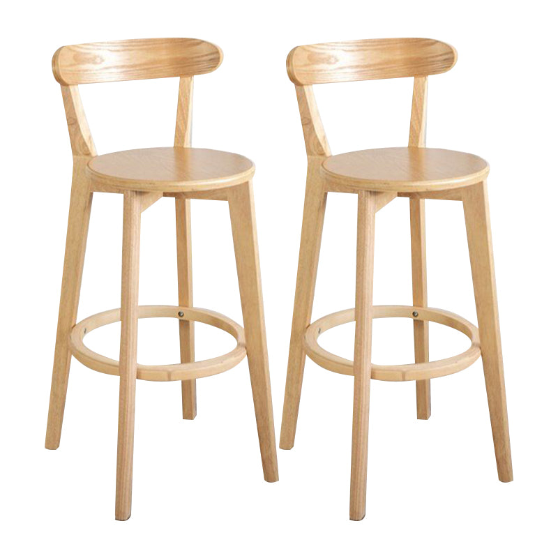 Scandinavian Rubberwood Milk Tea Shop Stool Matte Finish Upholstered Footrest Barstool