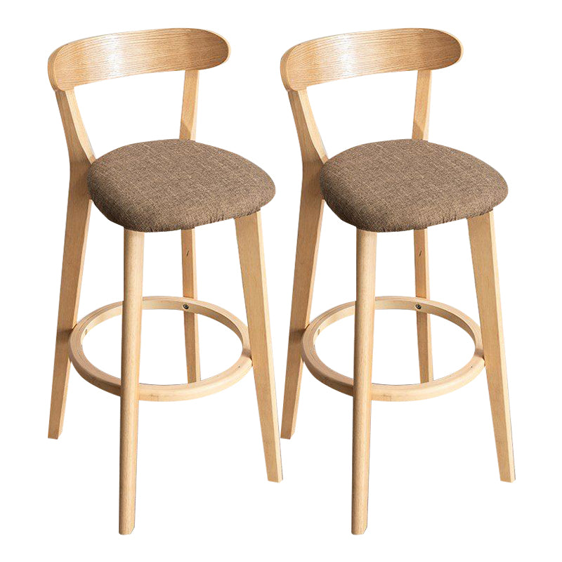 Scandinavian Rubberwood Milk Tea Shop Stool Matte Finish Upholstered Footrest Barstool