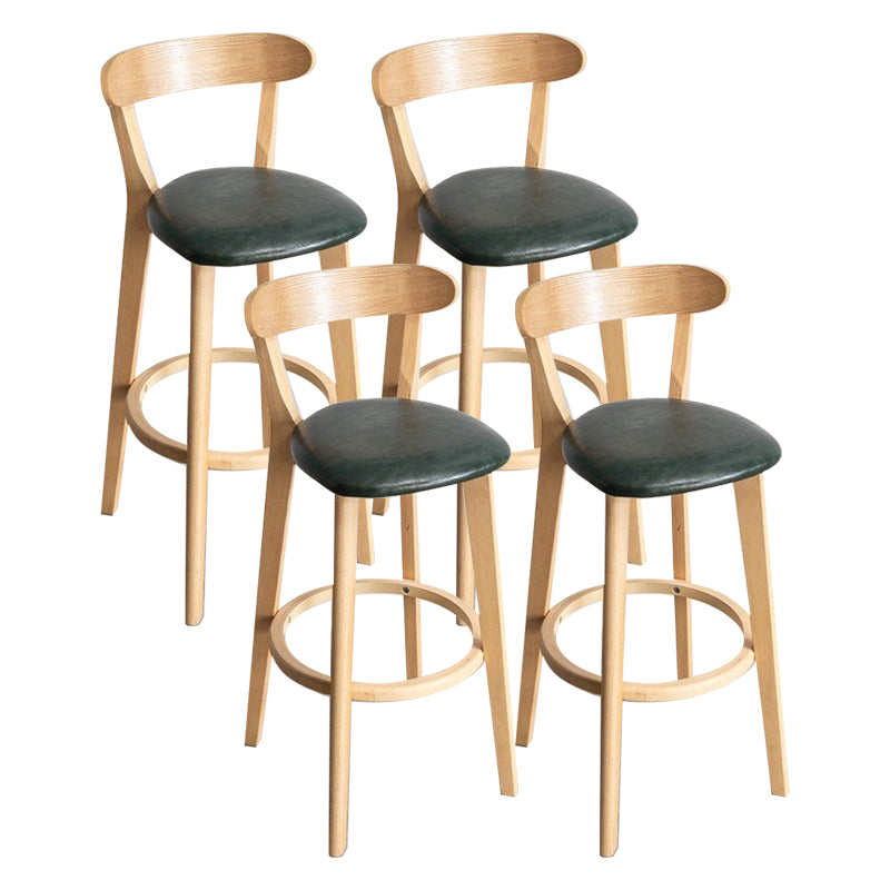 Scandinavian Rubberwood Milk Tea Shop Stool Matte Finish Upholstered Footrest Barstool