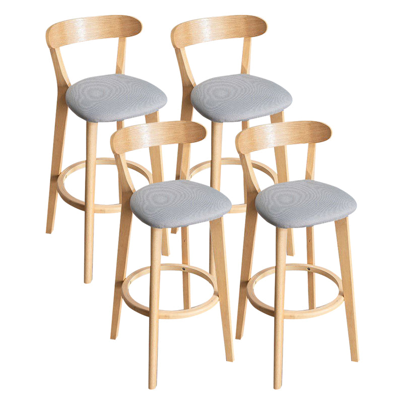 Scandinavian Rubberwood Milk Tea Shop Stool Matte Finish Upholstered Footrest Barstool