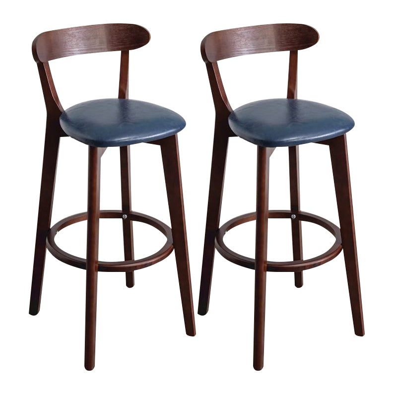 Scandinavian Rubberwood Milk Tea Shop Stool Matte Finish Upholstered Footrest Barstool