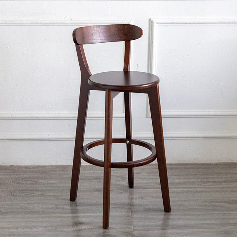 Scandinavian Rubberwood Milk Tea Shop Stool Matte Finish Upholstered Footrest Barstool