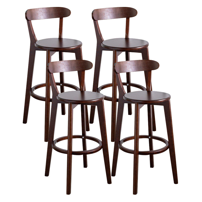 Scandinavian Rubberwood Milk Tea Shop Stool Matte Finish Upholstered Footrest Barstool