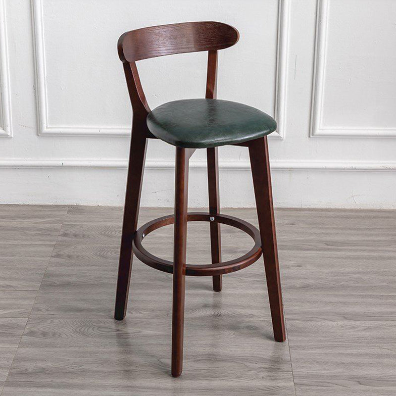Scandinavian Rubberwood Milk Tea Shop Stool Matte Finish Upholstered Footrest Barstool