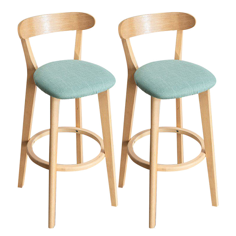 Scandinavian Rubberwood Milk Tea Shop Stool Matte Finish Upholstered Footrest Barstool
