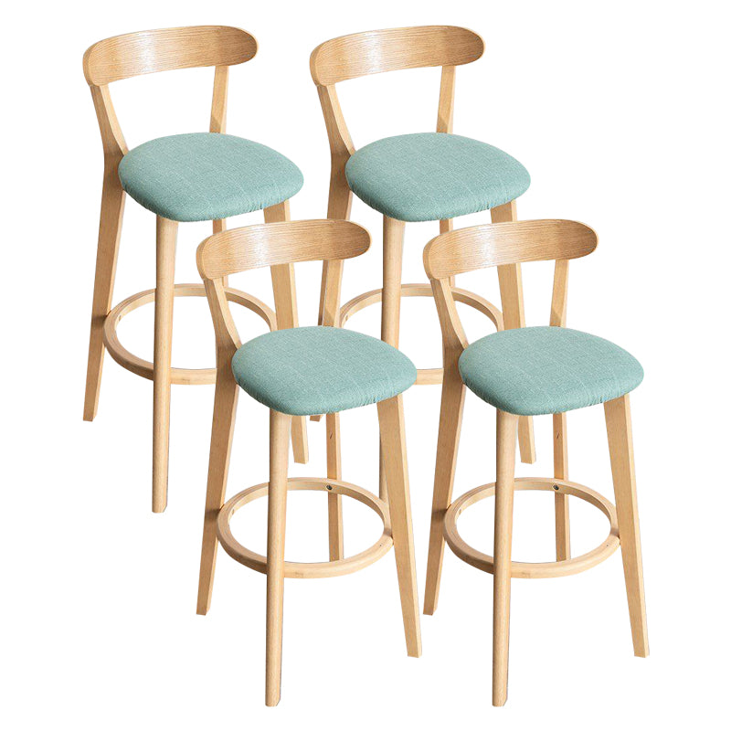 Scandinavian Rubberwood Milk Tea Shop Stool Matte Finish Upholstered Footrest Barstool