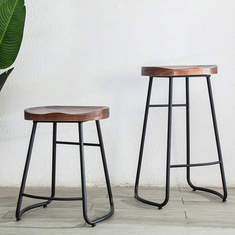 Modern Style Backless Bar-stool Saddle Seat Bar Stool with Metal Legs