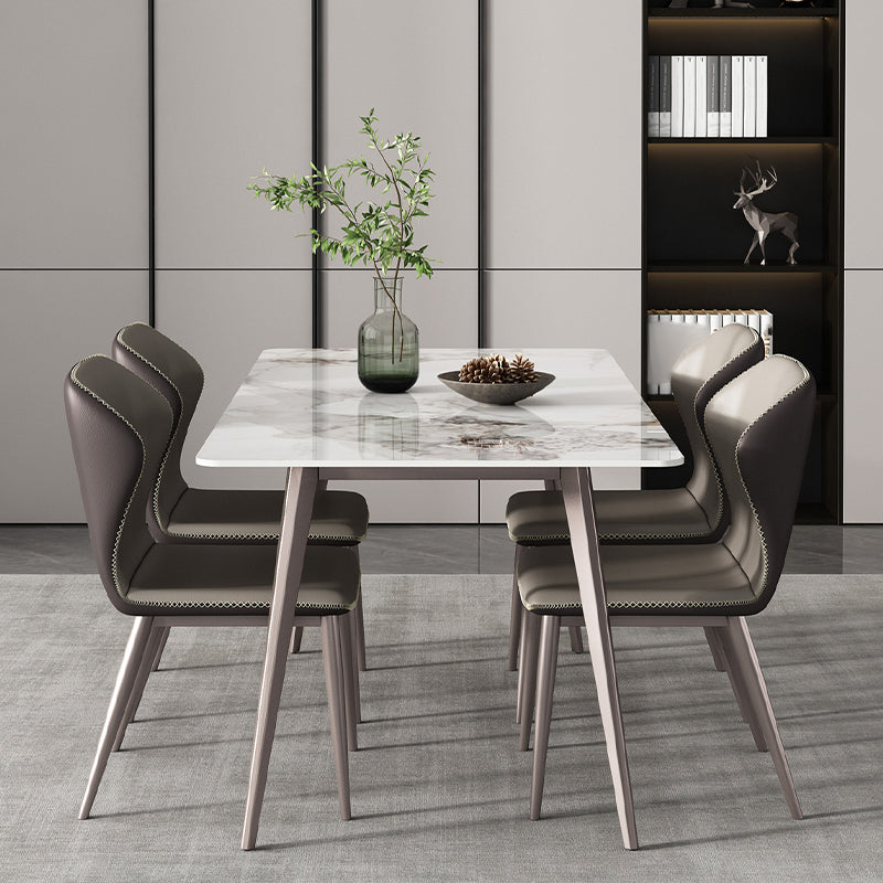 Modern 1/3/4/5/7 Pieces Dinette Set with White Sintered Stone Rectangle Dining Table Set