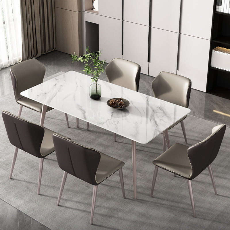 Modern 1/3/4/5/7 Pieces Dinette Set with White Sintered Stone Rectangle Dining Table Set