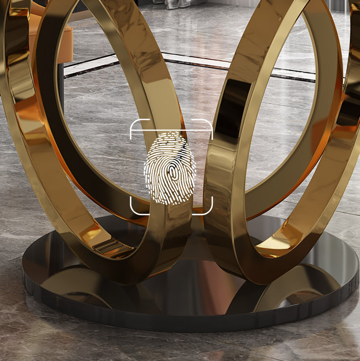 Glam 1/4/7 Pieces Round Dinette Set Sintered Stone Top Dining Table Set with Turntable