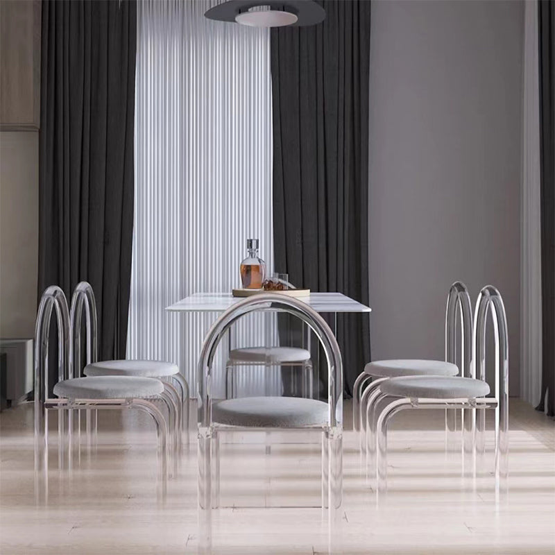 Sintered Stone Dining Table White Modern Dining Table with Acrylic Base