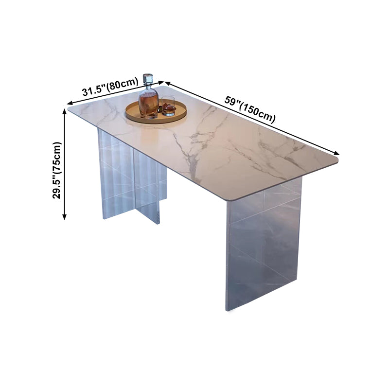 Sintered Stone Dining Table White Modern Dining Table with Acrylic Base
