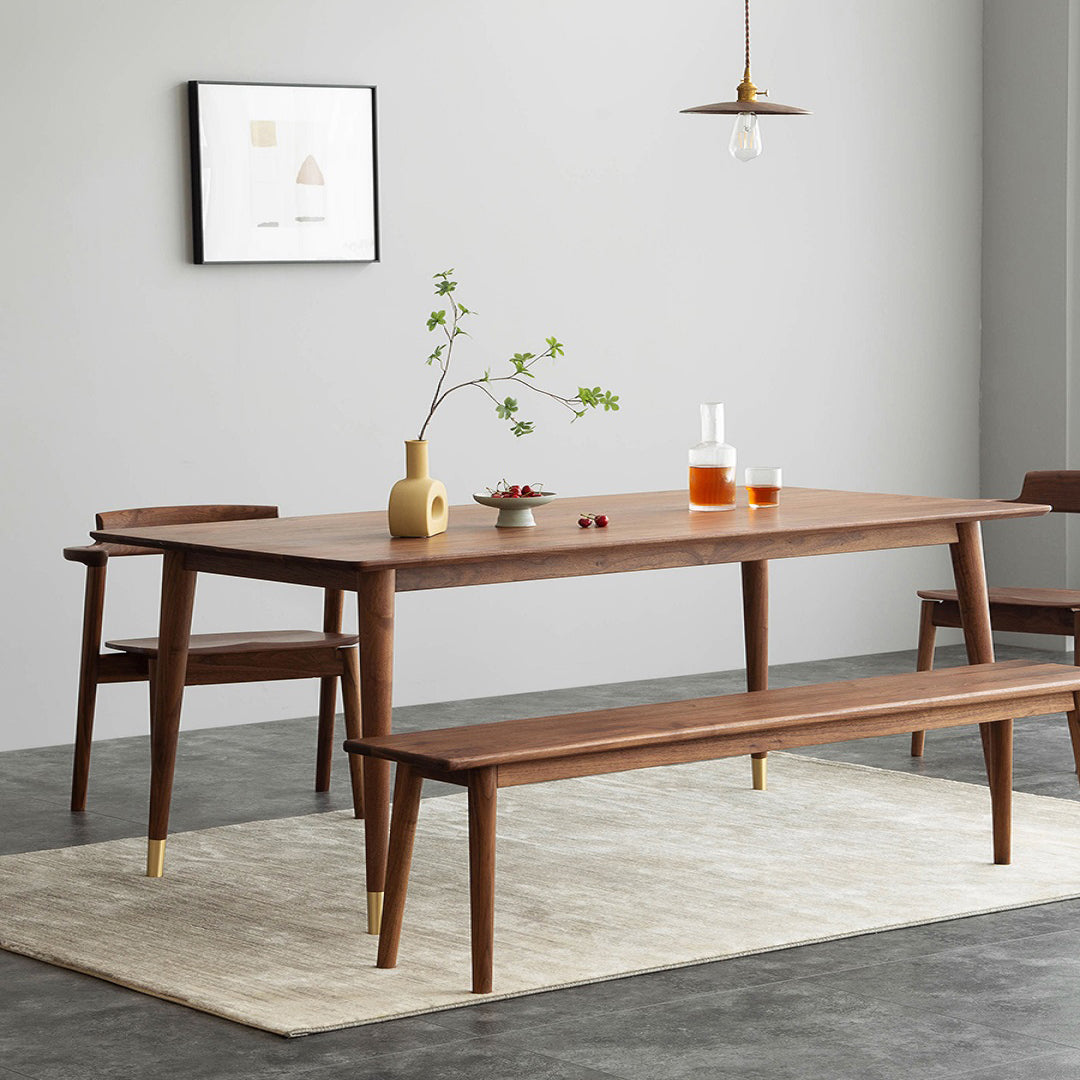 Luxury Pine Wood Table for Restaurant Rectangle Dining Table in Brown with 4 Legs