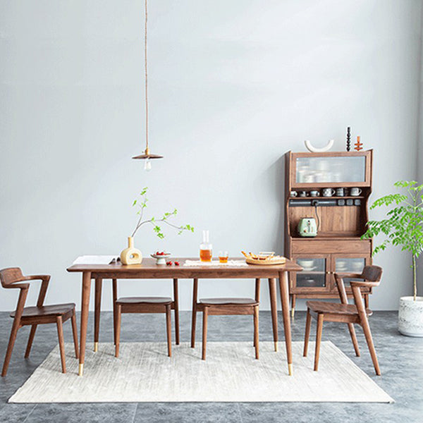 Luxury Pine Wood Table for Restaurant Rectangle Dining Table in Brown with 4 Legs