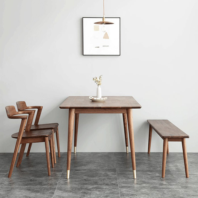 Luxury Pine Wood Table for Restaurant Rectangle Dining Table in Brown with 4 Legs