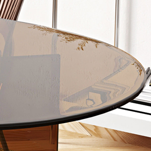 Glass Top Dining Table Modern Table with Double Pedestal Base
