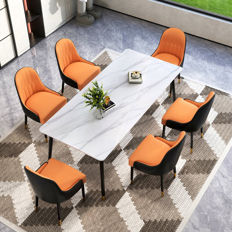 Sintered Stone Dining Table Traditional Luxury White Table with 4 Legs