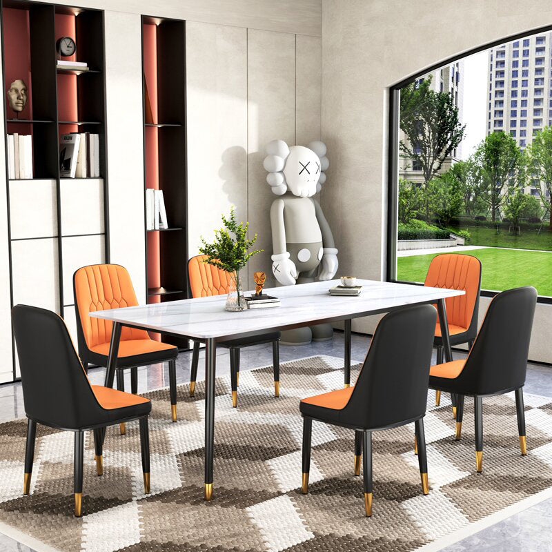 Sintered Stone Dining Table Traditional Luxury White Table with 4 Legs