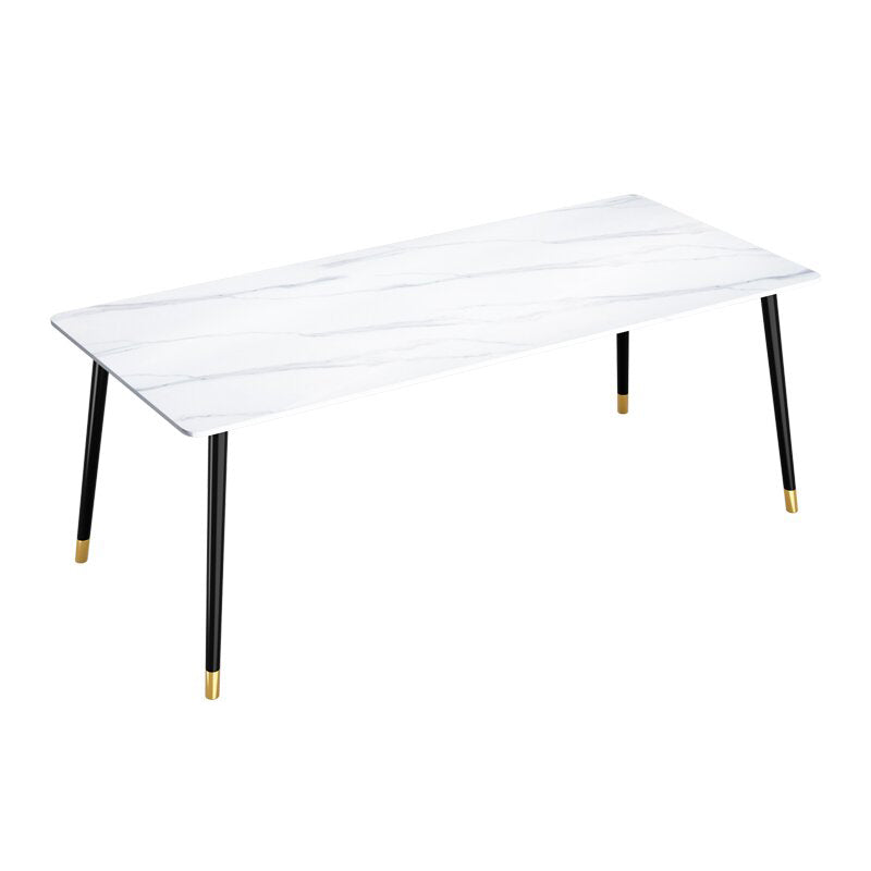 Sintered Stone Dining Table Traditional Luxury White Table with 4 Legs