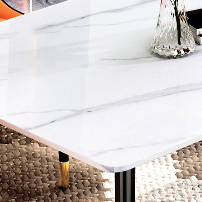 Sintered Stone Dining Table Traditional Luxury White Table with 4 Legs