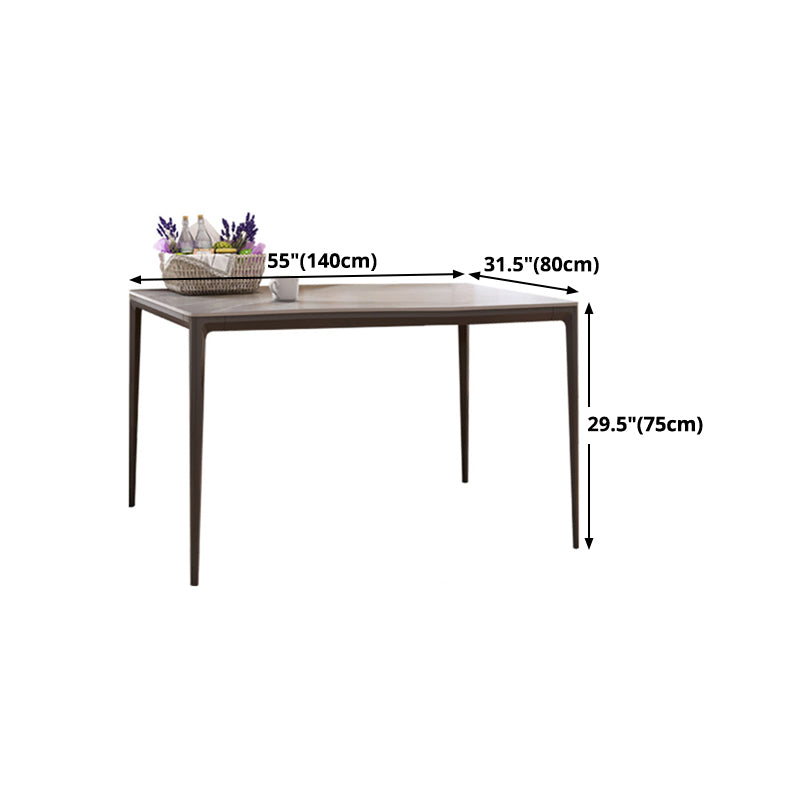 Sintered Stone Grey Dining Table Industrial 4 Legs Table for Dining Room