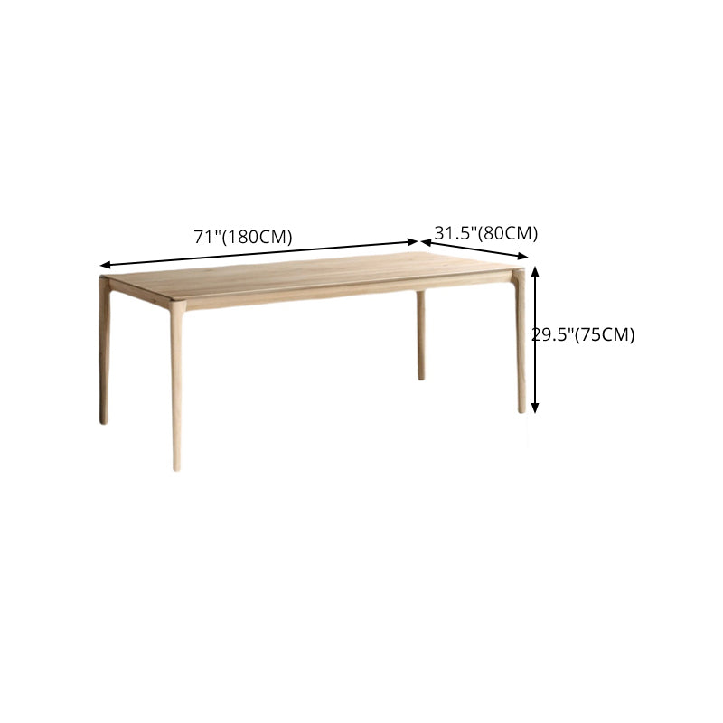 Rectangle Contemporary Dining Table Wood Color Fixed Table with Pinewood Solid Wood