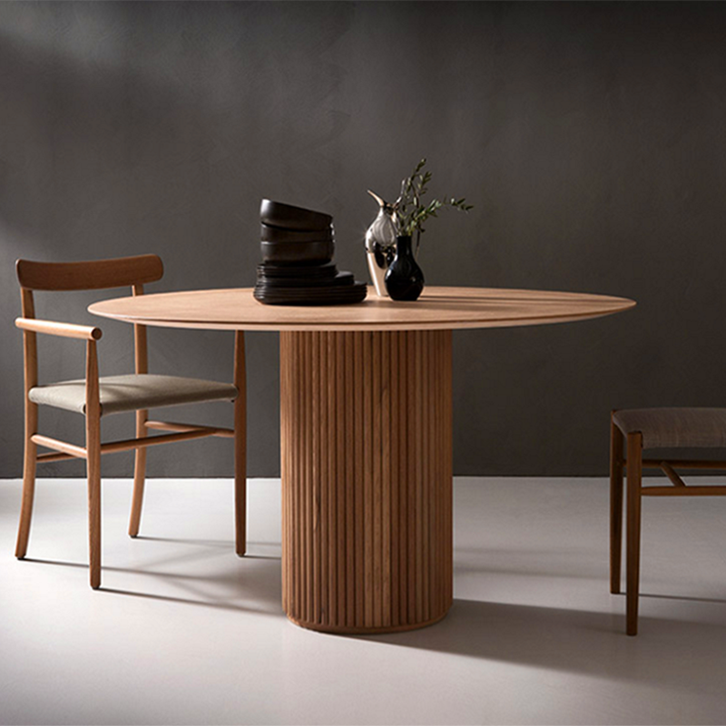 Table à manger ronde en bois moderne, Table de salle à manger sur pied de cuisine à domicile
