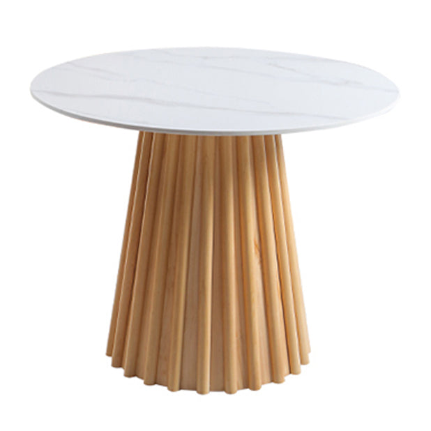 Modern Round Dining Table Natural Solid Wood Base Pedestal Dining Table