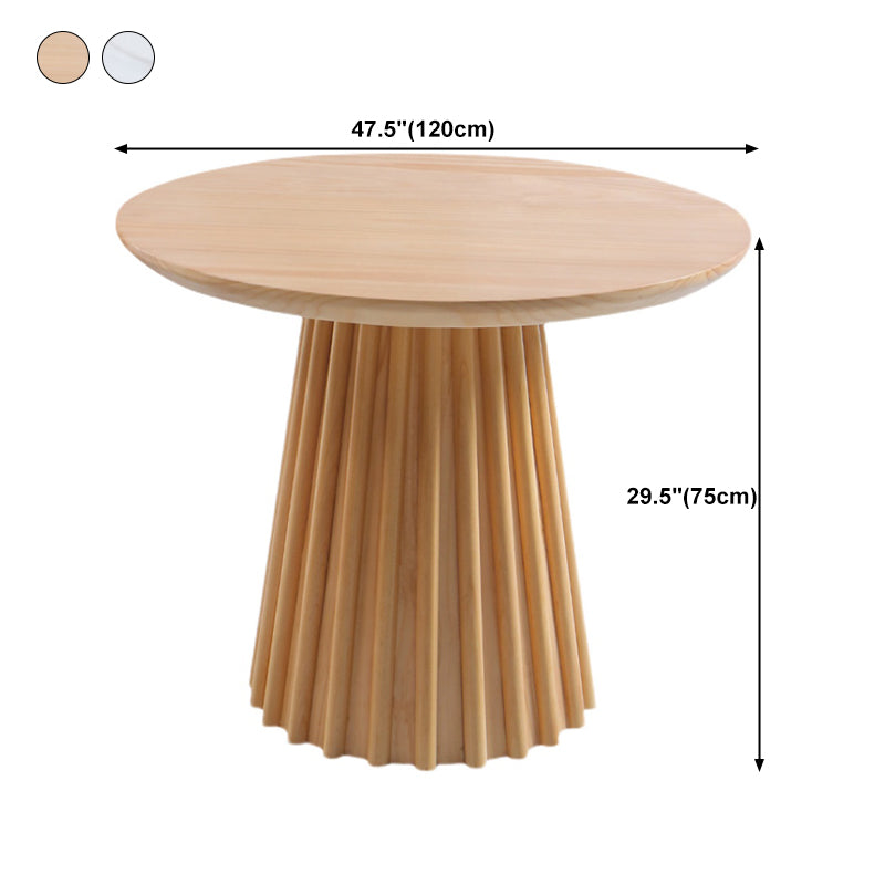 Modern Round Dining Table Natural Solid Wood Base Pedestal Dining Table