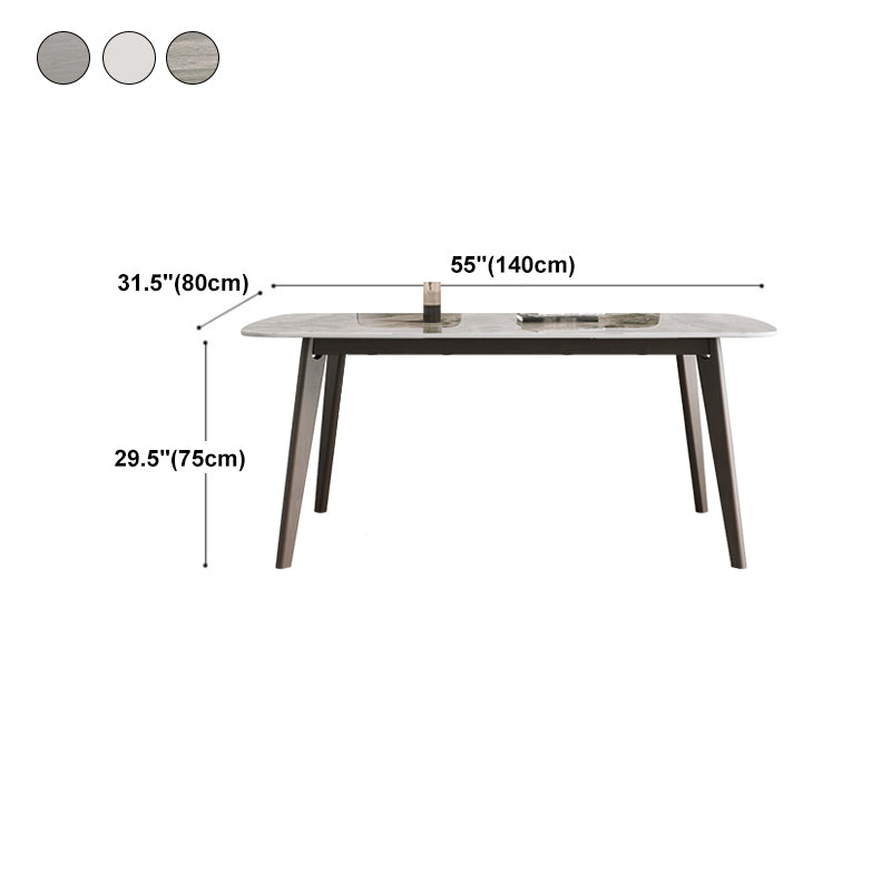 Contemporary Solid Wood Dining Table Sintered Stone Dining Table with 4 Legs