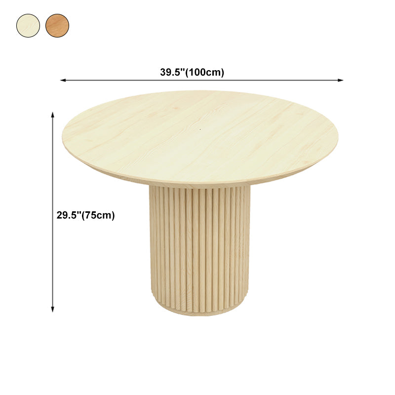 Modern Pedestal Casual Dining Table Round Solid Wood Dinner Table Kitchen Home