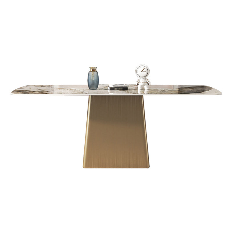 Sintered Stone Top Luxury Table for Restaurant Rectangle Dining Table with Pedestal Base