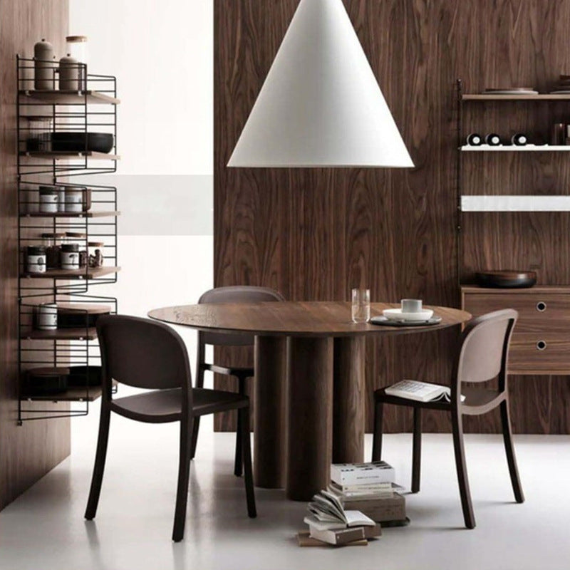 Solid Wood Top Dining Table Contemporary Round Dining Table with 3 Legs