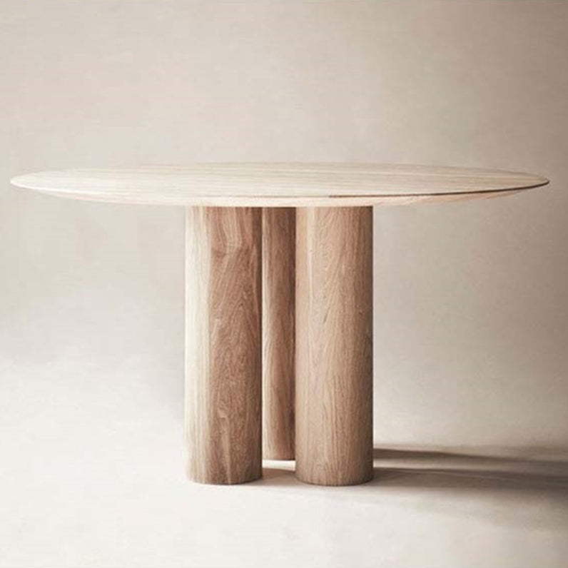 Solid Wood Top Dining Table Contemporary Round Dining Table with 3 Legs