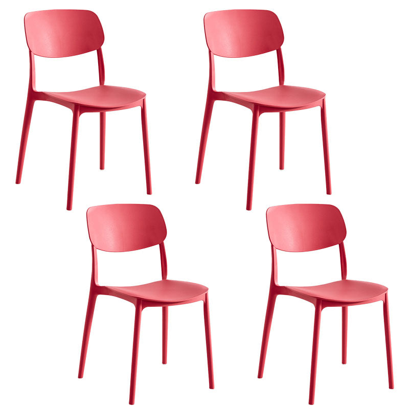Contemporary Style Stackable Chair Dining Open Back Armless Chair with Plastic Legs