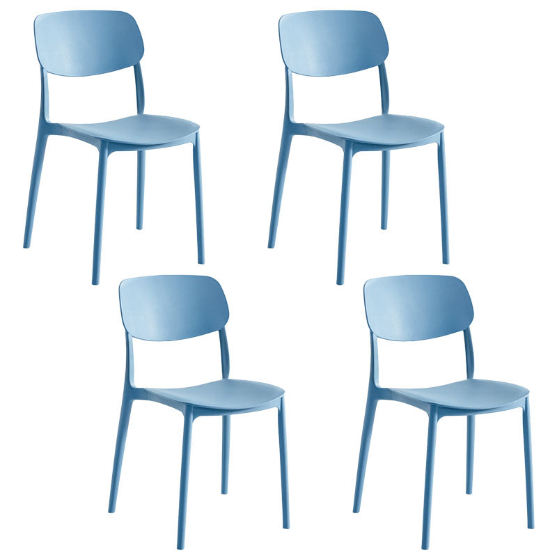 Contemporary Style Stackable Chair Dining Open Back Armless Chair with Plastic Legs