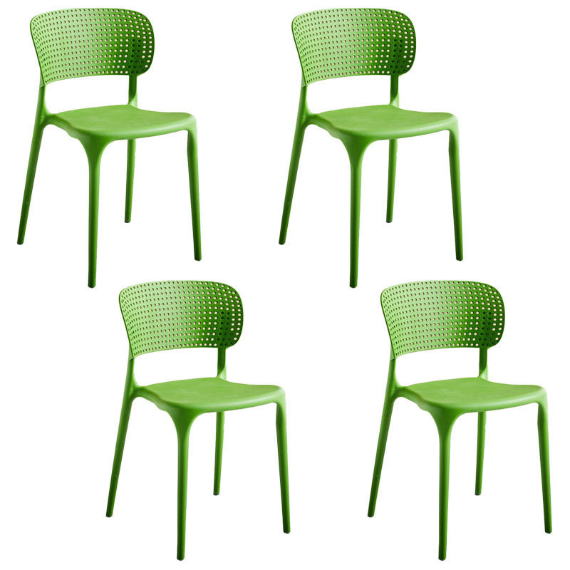 Contemporary Style Stackable Chair Dining Open Back Armless Chairs with Plastic Legs