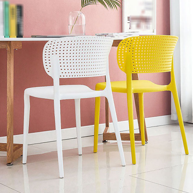 Contemporary Style Stackable Chair Dining Open Back Armless Chairs with Plastic Legs