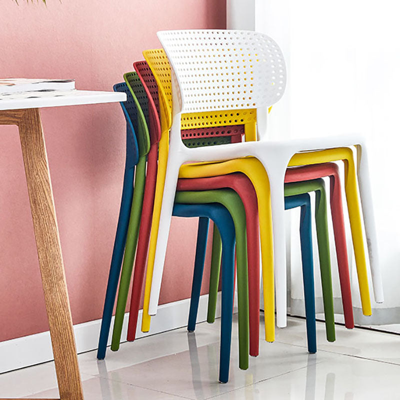 Contemporary Style Stackable Chair Dining Open Back Armless Chairs with Plastic Legs