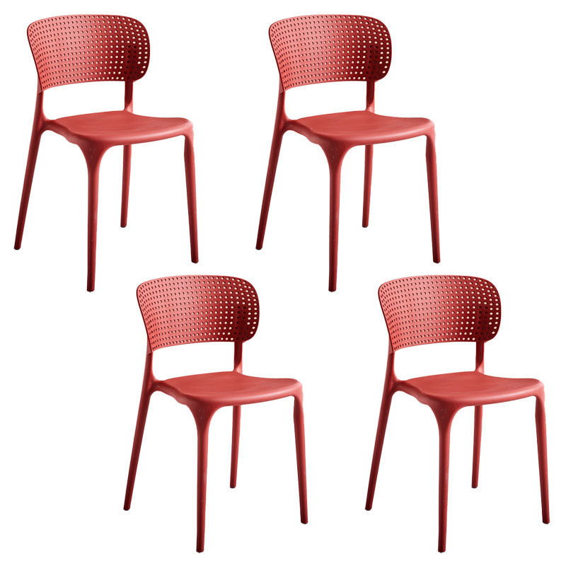 Contemporary Style Stackable Chair Dining Open Back Armless Chairs with Plastic Legs