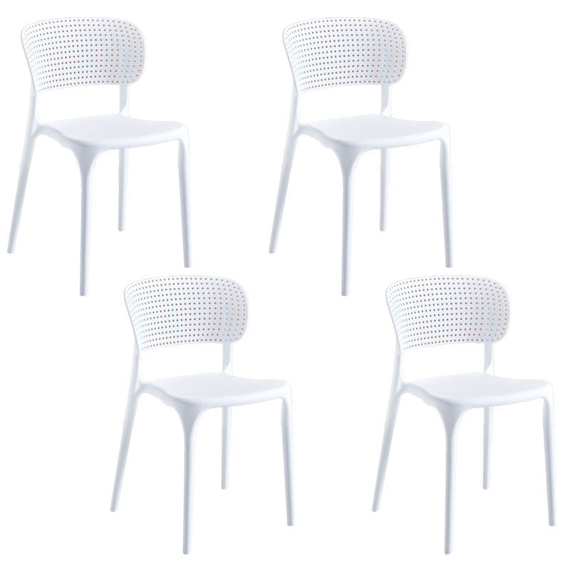 Contemporary Style Stackable Chair Dining Open Back Armless Chairs with Plastic Legs