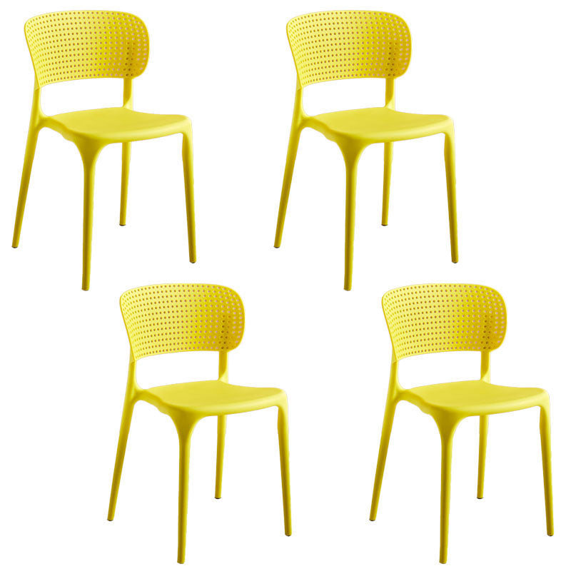 Contemporary Style Stackable Chair Dining Open Back Armless Chairs with Plastic Legs