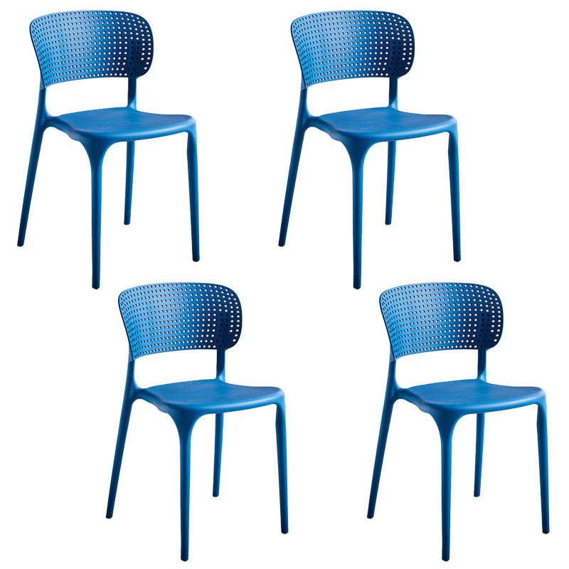 Contemporary Style Stackable Chair Dining Open Back Armless Chairs with Plastic Legs