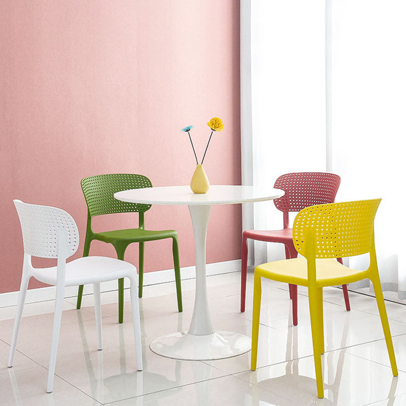 Contemporary Style Stackable Chair Dining Open Back Armless Chairs with Plastic Legs