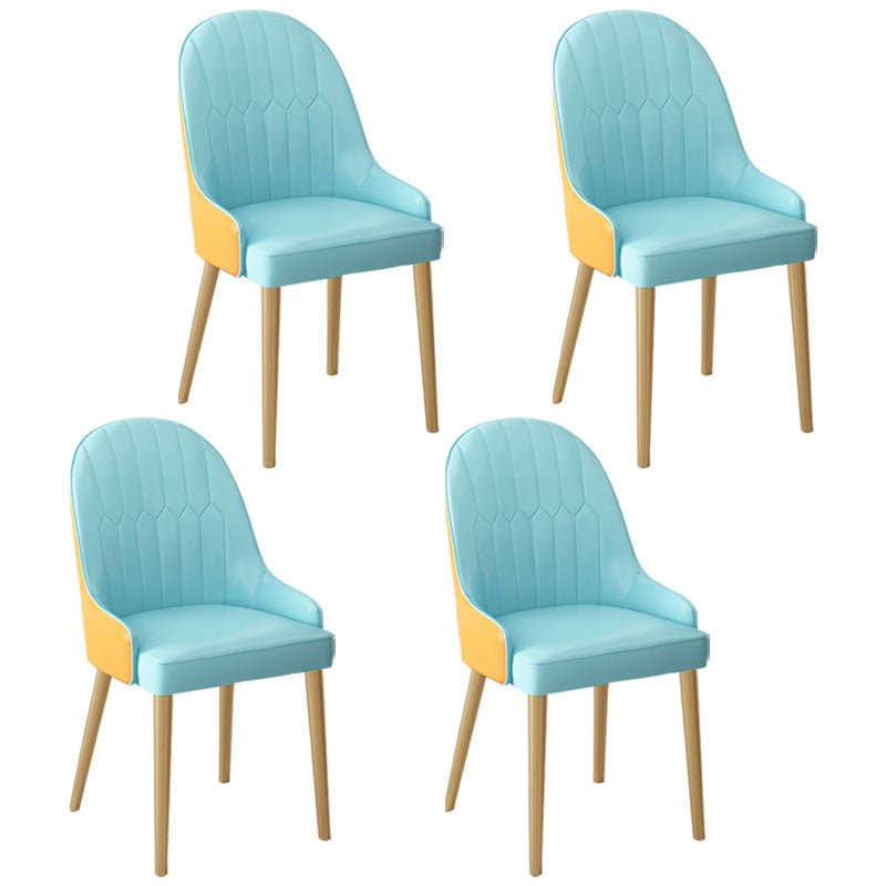 Scandinavian Style Arm Solid Back Dining Side Chair Leather Dining Chair