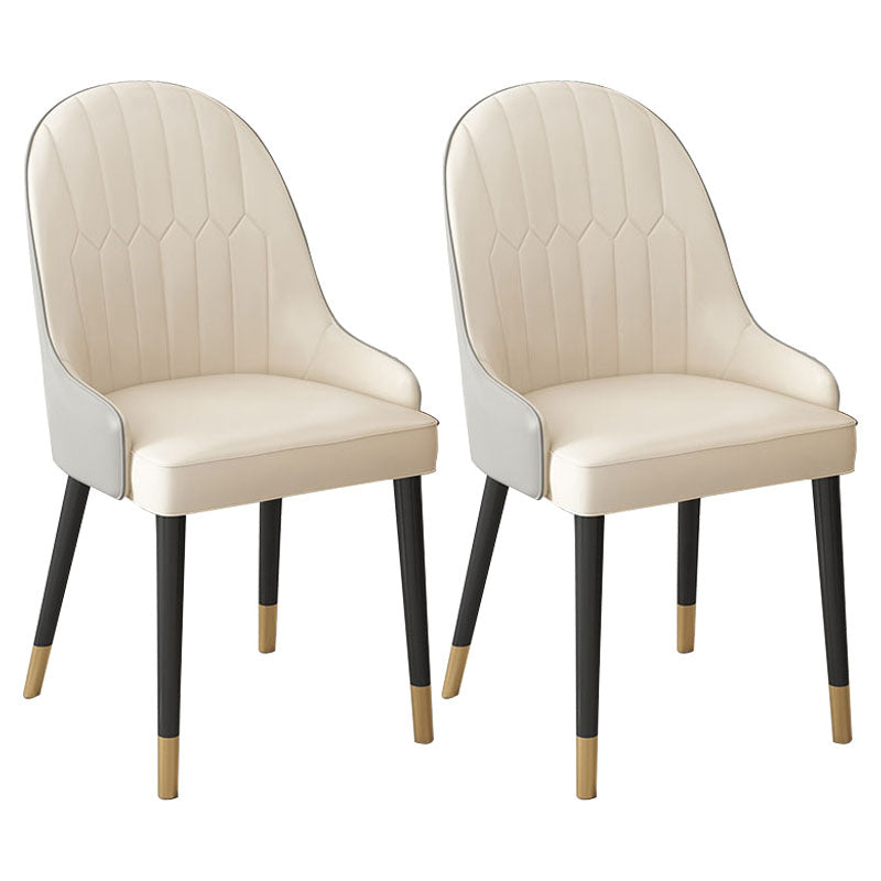 Scandinavian Style Arm Solid Back Dining Side Chair Leather Dining Chair